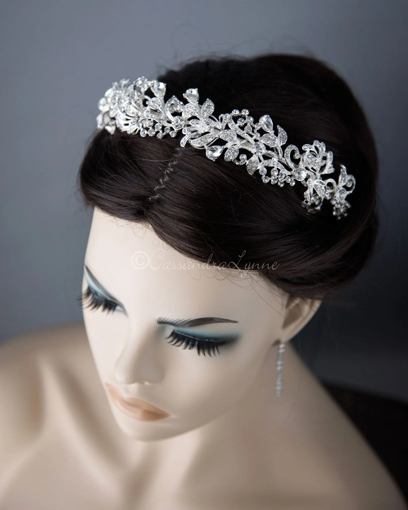 Scrolling Silver Crystal Bridal Headpiece