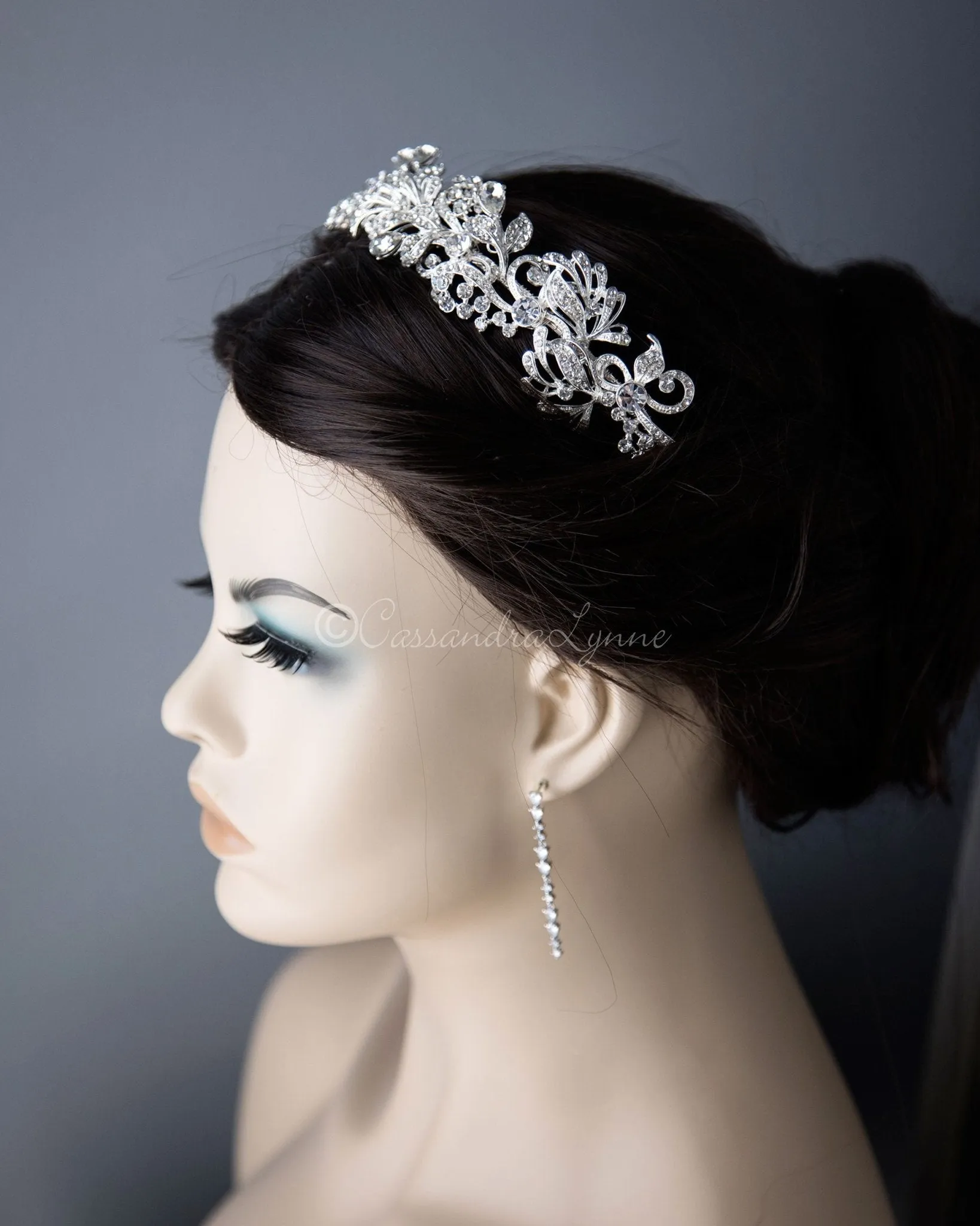 Scrolling Silver Crystal Bridal Headpiece