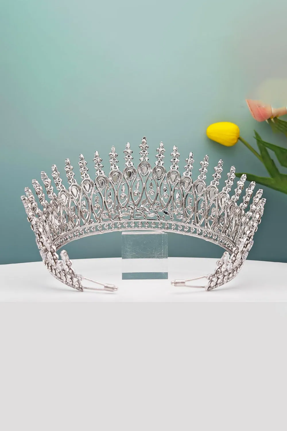 Silver Tall Wedding Tiara