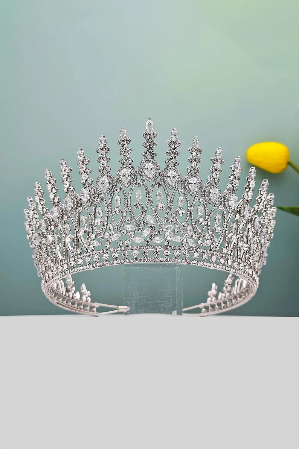 Silver Tall Wedding Tiara