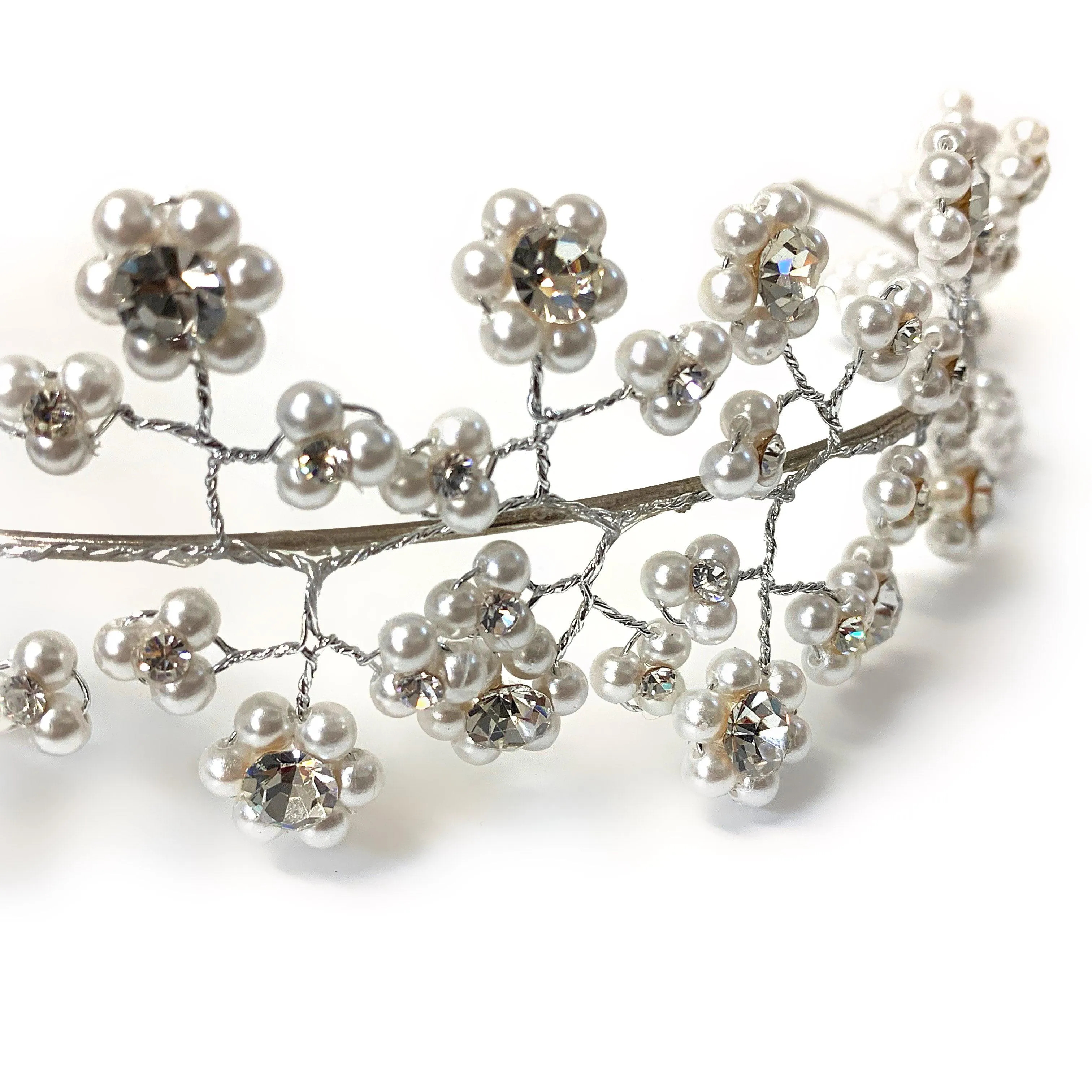 Tiara Pearl and Diamond Rhinestones Sterling Silver