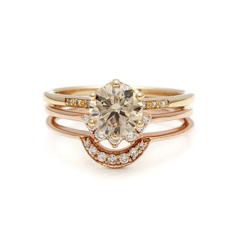 Tiny Crescent Band - 14k Gold & White Diamonds