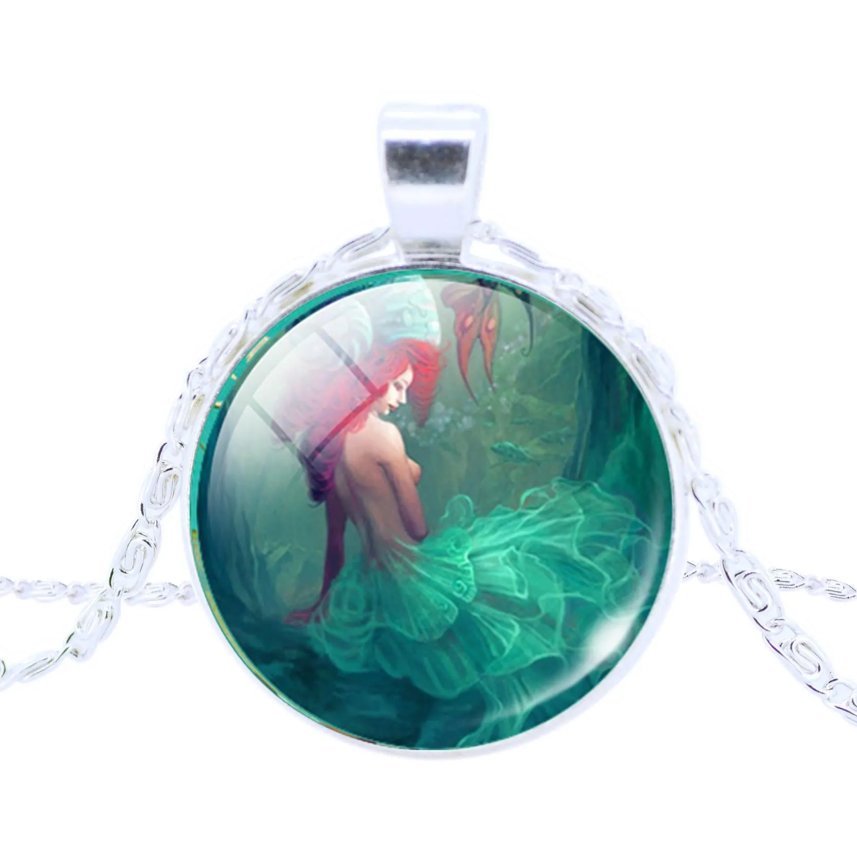 Vintage Silver Pendant Necklace Newest Fairy Marine Organisms Statement Chain Necklace Fashion Whales Piranha Necklace