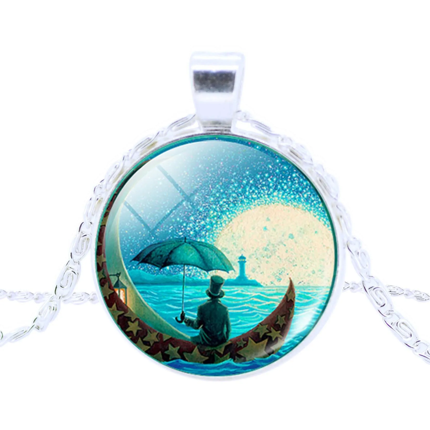 Vintage Silver Pendant Necklace Newest Fairy Marine Organisms Statement Chain Necklace Fashion Whales Piranha Necklace