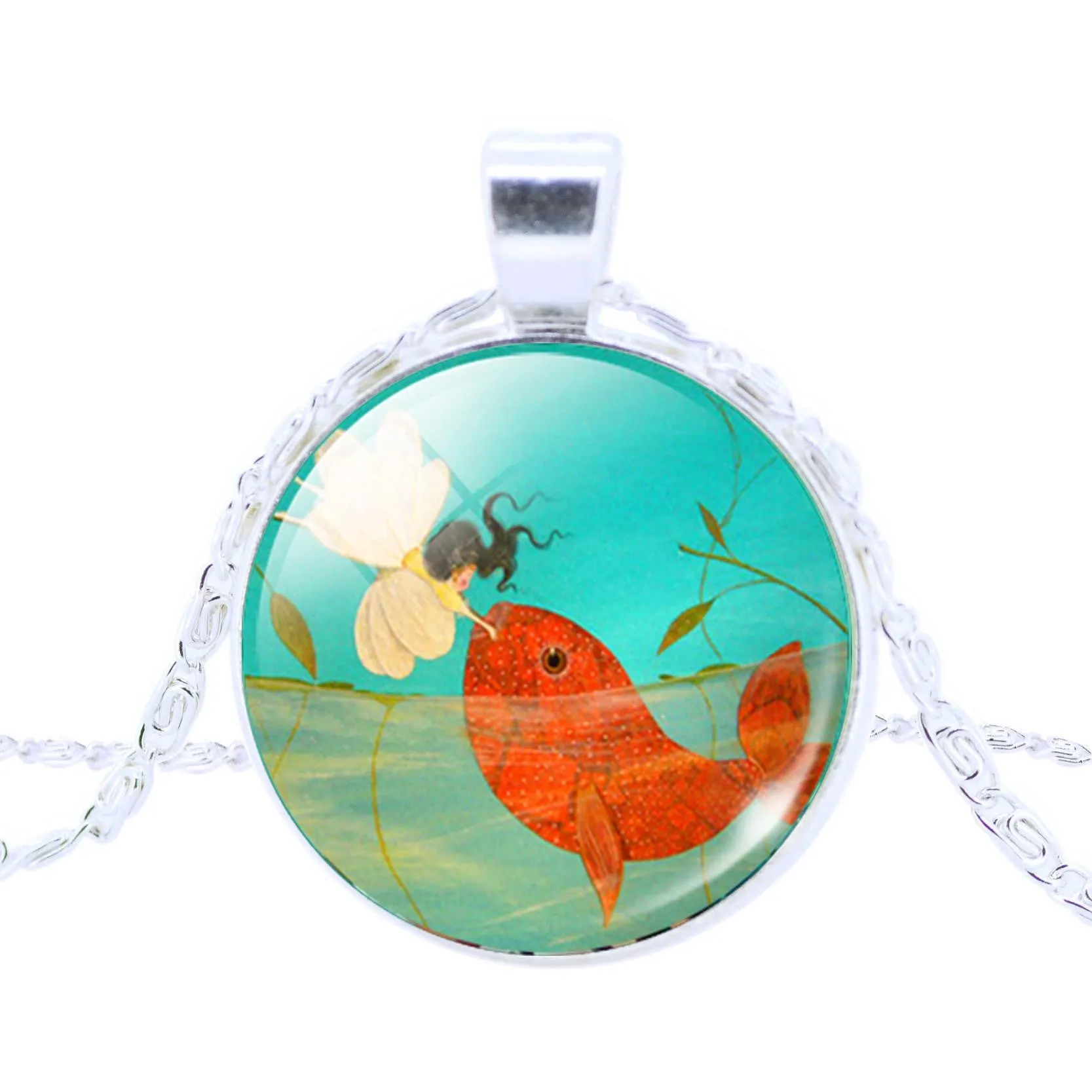 Vintage Silver Pendant Necklace Newest Fairy Marine Organisms Statement Chain Necklace Fashion Whales Piranha Necklace