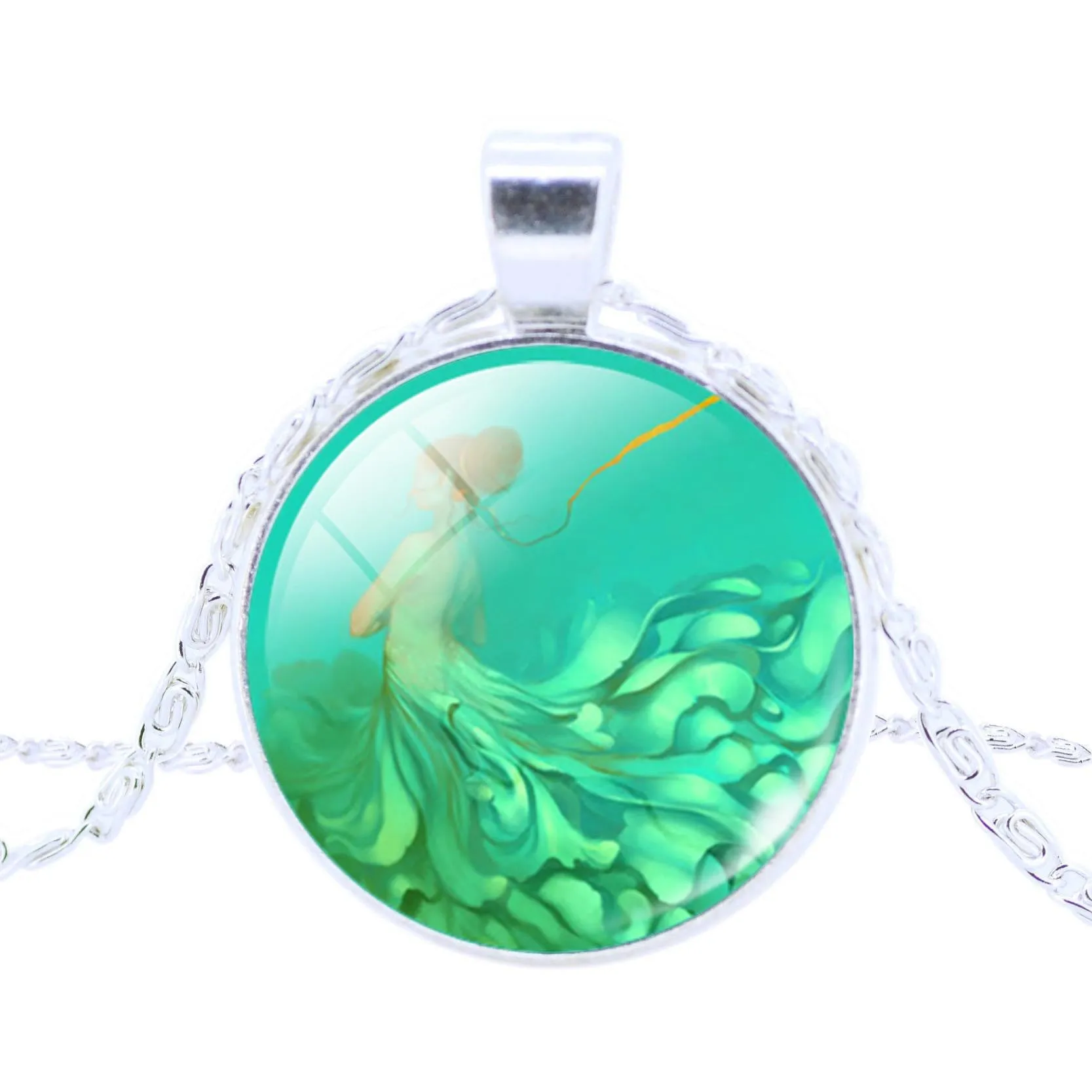 Vintage Silver Pendant Necklace Newest Fairy Marine Organisms Statement Chain Necklace Fashion Whales Piranha Necklace