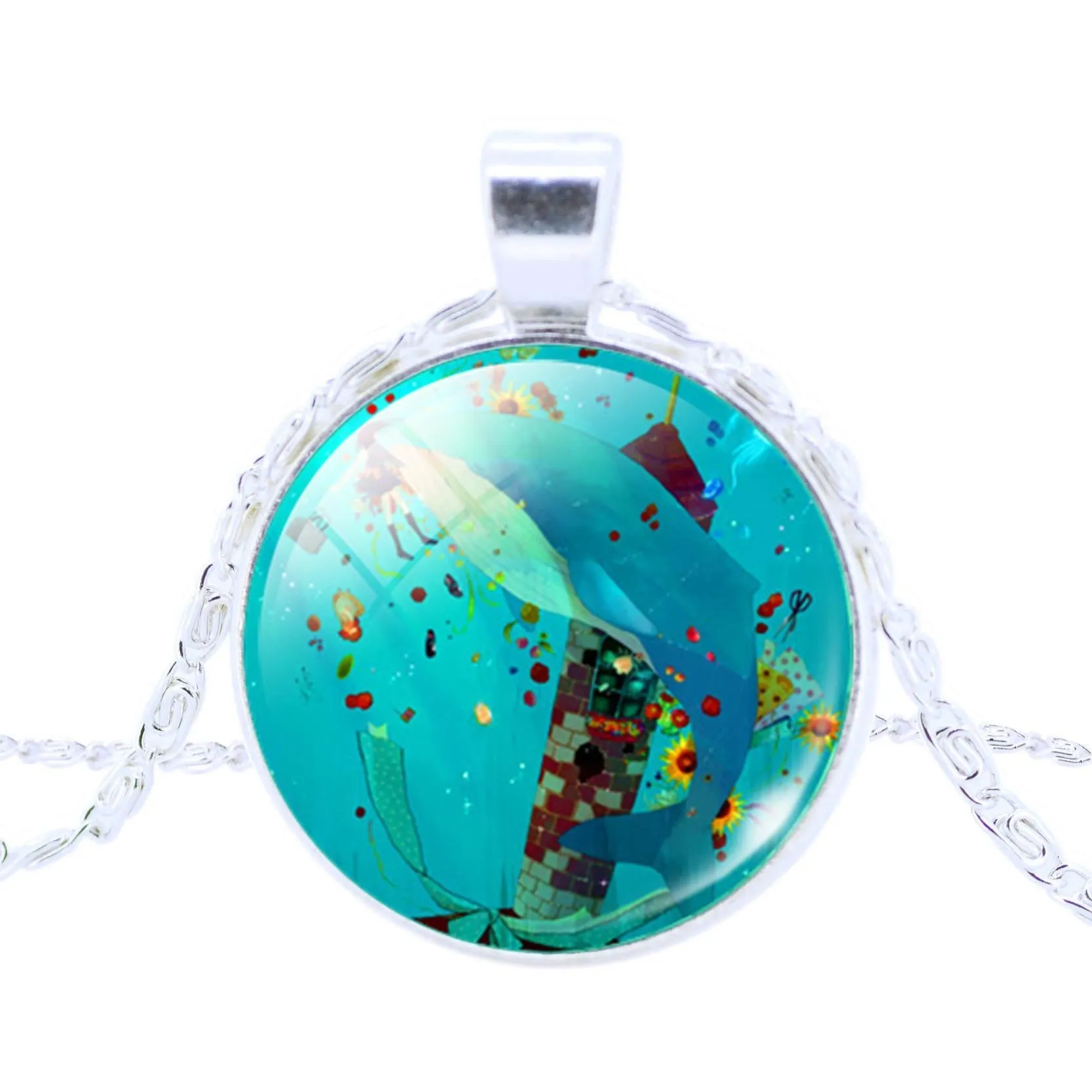 Vintage Silver Pendant Necklace Newest Fairy Marine Organisms Statement Chain Necklace Fashion Whales Piranha Necklace
