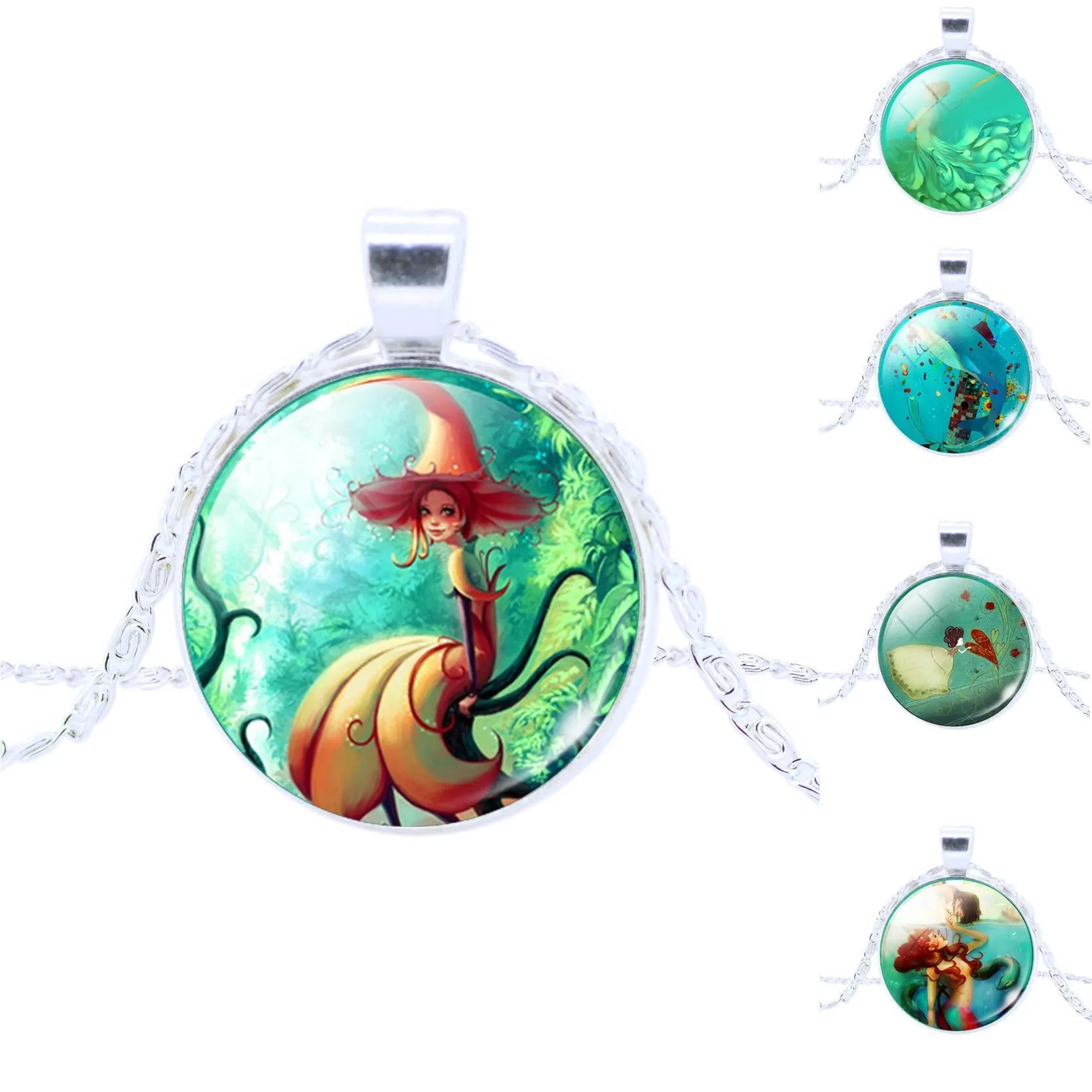 Vintage Silver Pendant Necklace Newest Fairy Marine Organisms Statement Chain Necklace Fashion Whales Piranha Necklace