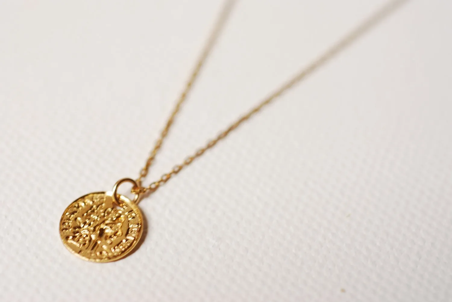 Wholesale Gold Greek Coin Circle Necklace,18k gold coin, Minimalist Coin Necklace, Gold Coin Pendant,gold disc necklace,textured disc necklace